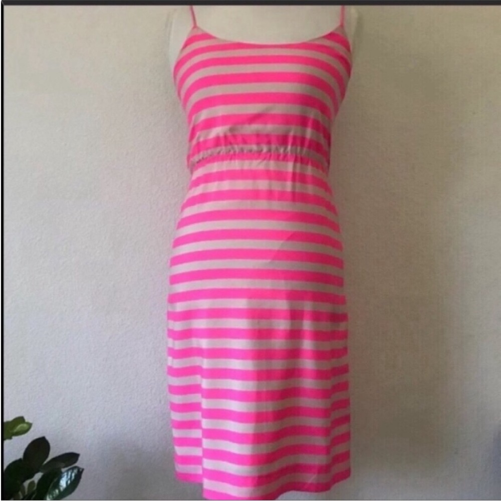 J. Crew Pink Stripe Silk Blouson Dress